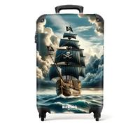 NoBoringSuitcases.com Valigia Bambini, Trolley Bambino, Valigia Per Bambini, Trolley Bambino da Viaggio, Valigia Ragazzo, Valigia Bimbo, Trolley Bagaglio a Mano 55x40x20 cm (Nave pirata - Grigio)