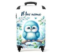 NoBoringSuitcases.com Valigia Bambini, Trolley Bambino, Valigia Per Bambini, Valigia 10 kg, Valigia Bambino Trolley, Valigia Bimbo, Valigia Personalizzabile, 55x40x20 cm (Jeune hibou - Blu)