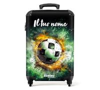NoBoringSuitcases.com Valigia Bambini, Trolley Bambino, Valigia Personalizzabile, Valigia Per Bambini, Valigia Bambino, Trolley Bambino da Viaggio, Valigia Cabina, 55x40x20 cm (Calcio - Verde scuro)