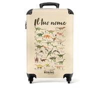 NoBoringSuitcases.com Valigia Bambini, Trolley Cabina Bambino, Trolley Bambino da Viaggio, Valigia Ragazzo, Valigie, Valigia Personalizzabile, 55x40x20 cm (Alfabeto vintage con dinosauri - Seppia)