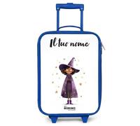 NoBoringSuitcases.com® Valigia Blu Per Bambini Personalizzato Con Un Nome 48x31x19 cm Bagaglio Ultraleggero Trolley A Mano Rigidi LED Ruote Da Viaggio - Ragazze - Mantello del Mago - Viola