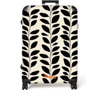 NoBoringSuitcases.com® Valigia Grande 77x51.5x28 cm Rigida Trolley Da Stiva Viaggio Aereo Ruote Valigie Leggere Valigetta XL Trolly Luggage Botanico - Disegno - Nero - Beige