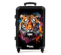 NoBoringSuitcases.com Valigia Grande Leggera, Trolley Medio Con Serratura TSA, 67cm - 72L, 23 kg (Tigre Come Opera d'Arte - Arancione)