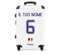 NoBoringSuitcases.com Valigia Personalizzabile Grande, Serratura TSA, Media, Leggera, 23 kg (67cm-72L), (Calcio - Maglie Gara Away Belgio 2022 - Bianco)