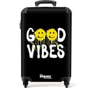 NoBoringSuitcases.com © Valigia rigida con ruote, trolley, bagaglio a mano, 4 ruote, lucchetto TSA (Citazione 'Good Vibes' come opera d'arte graffiti, 55x40x20 cm)
