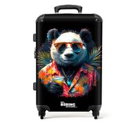 NoBoringSuitcases.com © Valigia rigida con ruote, trolley, bagaglio a mano, 4 ruote, lucchetto TSA (panda come street art tropicale), (Valigia media 67x43x25 cm)