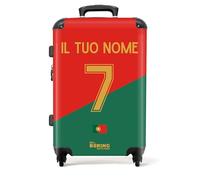 NoBoringSuitcases.com Valigia, Valigia Grande, Trolley Medio, Con TSA, Valigia Media Rigida, Valigia 20 kg, Valigia Grande 23 kg (67cm - 72L), (Calcio - Maglie gara home Portogallo 2022 - Rosso-Verde)