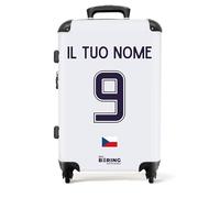 NoBoringSuitcases.com Valigia, Valigia Grande, Trolley Medio, Con TSA, Valigia Media Rigida, Valigia 20 kg, Valigia Grande 23 kg (67cm - 72L), (Calcio - Maglie gara away Repubblica Ceca 2022 - Bianco)