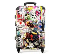 NoBoringSuitcases.com Valigia, Valigia Grande, Trolley Medio, Serratura TSA, Valigia Media, Valigia 20 kg, Trolley, Valigia Grande 23 kg (67cm - 72L), (Collage d'arte - Multicolore) Graffiti-Kunst