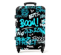 NoBoringSuitcases.com Valigia, Valigia Grande, Trolley Medio, Serratura TSA, Valigia Media, Valigia 20 kg, Trolley Grande, Valigie, Valigia Grande 23 kg (67cm - 72L), (Graffiti blu - Nero)