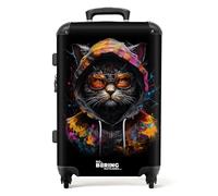 NoBoringSuitcases.com Valigia, Valigia Grande, Trolley Medio, Serratura TSA, Valigia Media, Valigia 20 kg, Trolley Grande, Valigia Grande Leggera, Valigia Grande 23 kg (67cm - 72L), (Gatto - Nero)