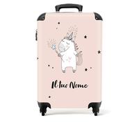 NoBoringSuitcases© Valigia Bambini, Trolley Bambina, | 55x40x20 cm - Valigie, da Viaggio, Personalizzabile (Unicorno - Bacchetta Magica - Rosa)