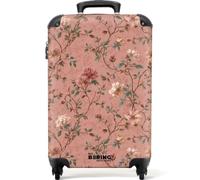 NoBoringSuitcases© Valigia Cabina Trolley Da Viaggio Bagaglio A Mano Aereo | 55x35x20 cm - Rigido Leggerissimo 4 Ruote Valigie Leggera Luggage Botanico - Fiori - Rosa