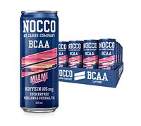 NOCCO BCAA Miami Fragola, 24 x 330 ml, con deposito di proteiche - Bevanda senza zucchero, No Carbs Company, vitaminico e caffeina