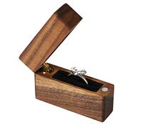 Noce Anello Ring Box Portatile Piccola in Legno Fatto a Mano Alto Anelli Scatola Portagioie per Fidanzamento, Fede Nuziale
