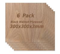 Noce Pannello Compensato, 6 x Fogli Di Legno Sottili 300 x 300 x 3mm, Noce Nera Pannello Legno Fogli Di Compensato Laser Incisione Materiali Tavole Legno Grezzo per Taglio Laser,Pittura,Pirografica
