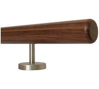 Noce ringhiera corrimano scale manico in legno dritto supporto in acciaio inox, lunghezza 30-500 cm da un pezzo/ad esempio lunghezza 140 cm con 3 supporti dritti - estremità = raggio fresato