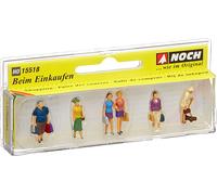 Noch 15574 - 6 X Figure Di Shopper E Cani Pre-Pitturate 1/87 = H0/00 Gauge 2NdP