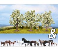 NOCH 94003 Scala HO The four season: Set completo con cavalli ed alberi in fiore