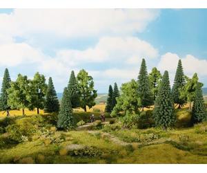 NOCH® Foresta mista, alberi modellistici, colorati a mano, 8 pezzi, 10-14 cm, per scartamenti H0, TT ideale per diorami, modelli e progetti fai da te