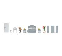 NOCH Personaggi a tema "camera da letto" con dettagli in miniatura per scartamento H0, ideale per modellismo e diorami