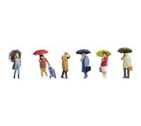 Noch® Persone sotto la Pioggia, Figure Colorate a Mano, Modello H0, Set da 6 Pezzi per diorami e modellismo