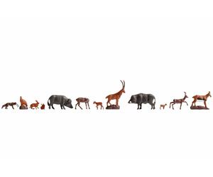 NOCH Set Figure Waldtiere 12 Modelli Animali Dipinti a Mano H0 1:87