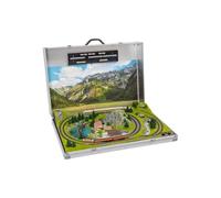 NOCH Terreno prefabbricato "Bolzano" - Traccia Z Modellino in valigetta in alluminio - Terreno completamente progettato con edifici taglio laser, due circuiti & illuminazione, 80 x 55 cm