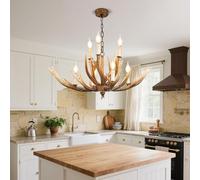 NOCHX Nordico Retro Stile Lampada A Sospensione Luce E14 Regolabile in Altezza Cervo Corno Lampadario Design Creativo Resina Plafoniera Adatta per Il Soggiorno Negozio di Abbigliamento(D)