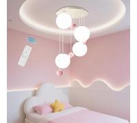 NOCHX Stile Moderno della Stanza dei Bambini della Crema Lampadario Luminosità Regolabile E Temperatura della Luce A Sospensione dello Luci Sospese della Protezione degli Occhi della Stanza(Rosa)