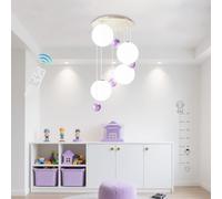 NOCHX Stile Moderno della Stanza dei Bambini della Crema Lampadario Luminosità Regolabile E Temperatura della Luce A Sospensione dello Luci Sospese della Protezione degli Occhi della Stanza(Viola)