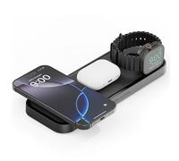 NOCO XGrid XDP3 Caricatore Wireless 3 in 1 per iPhone, AirPods, Apple Watch | Base di ricarica certificata Qi2 fino a 25 W, compatibile con MagSafe. Alimentatore USB-C da 45 W e cavo da 2 m inclusi.
