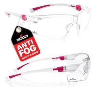 NoCry - Occhiali di sicurezza con lente trasparente, antigraffio, anti appannamento, avvolgenti, presa antiscivolo, protezione UV400, 506UP