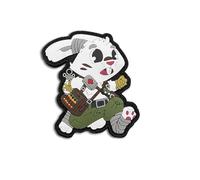 Noctilucent Military Rabbits PVC Morale Patch Set, Tactical Combat Style, Hook Fastener Backing, White and Brown Characters, 8.5cm, Glow in Dark Feature
