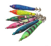 Noctilucent Squid Jig Bait Rubber Luminous Shrimp Silhouette with 3D Bead Design Elastic Texture 5g 80mm Ruggine Resistant Saltwater Hook for Night Deep Water Fishing (D)