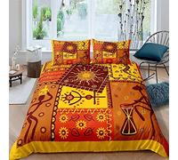 NODATE Copripiumino Matrimoniale Africa Biancheria da Letto Africa Stampa 3d Set Copripiumino in Microfibra Modello Etnico Copripiumone 260x240 cm + 2 Federe con Cerniera