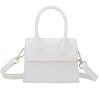 Nodeber Mini borsa a tracolla per donne e ragazze in pelle sintetica con patta borsa per lo styling con manico superiore, (Croco Bianco), Small
