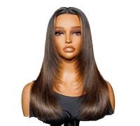 Nodi schiariti con ombre evidenziano parrucche anteriori in pizzo, densità 180, parrucca senza colla capelli umani lisci pre-pizzicati for le donne Soffice e Naturale(5X5 Lace Closure,16 inch)