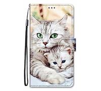 Nodigao per ZTE Blade A34 4G Cover a Libro Book Pelle PU Portafoglio Magnetica Custodia con Disegni Animale Motivo Antiurto Flip Silicone Bumper Case - Gatto