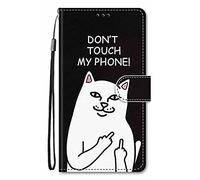 Nodigo-EU per iPhone 13 / iPhone 14 Cover a Libro Book Pelle PU Portafoglio Magnetica Custodia con Disegni Animale Motivo Antiurto Flip Silicone Bumper Case - Don't Touch My Phone
