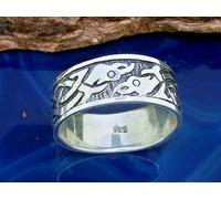 Nodo Celico 925 Argento Sterling Nastro Anello Uccello Corvo Drago