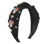 Nodo Dei Morti Larghe Fascia Colore Corrispondenza Perla Decorata Yoga Sport Ampia Fascia Tesa Per Donna