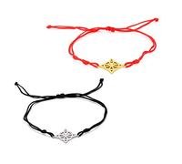 Nodo della strega Bracciale Stregoneria Ciondolo Amuleto Irlandese Nodo Celtico Bracciali Pagan Wicca Simbolo Charm Gioielli Vintage per Uomo Donna (Nero,Argento+ Rosso,Oro)