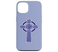 Nodo ornamentale celtico a croce alta decorativa blu Custodia per iPhone 13