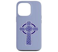 Nodo ornamentale celtico a croce alta decorativa blu Custodia per iPhone 13 Pro