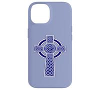 Nodo ornamentale celtico a croce alta decorativa blu Custodia per iPhone 14