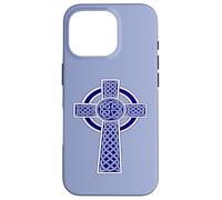 Nodo ornamentale celtico a croce alta decorativa blu Custodia per iPhone 16 Pro