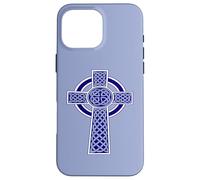 Nodo ornamentale celtico a croce alta decorativa blu Custodia per iPhone 16 Pro Max