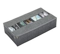 Noeborty Organizer per Scarpe Sotto il Letto, Scatole per Scarpe, Custodia Sottoletto Contenitor, Porta Scarpe Pieghevole, Scarpiera Sotto il Letto, per Scarpe, Vestiti, Giocattoli (Lino, Grigio)