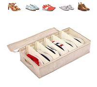 Noeborty Organizer Sotto il Letto, Scatole per Scarpe, Custodia Sottoletto Contenitor, Porta Scarpe Pieghevole, Scarpiera Sotto il Letto, per Vestiti, Giocattoli (Beige)